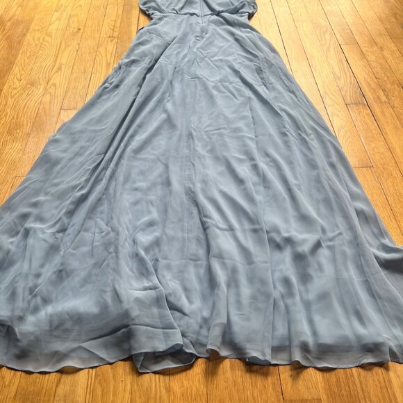 Birdy Grey Size S NEW Gwennie Chiffon Dusty Blue Maxi Bridesmaid Dress - Picture 12 of 16